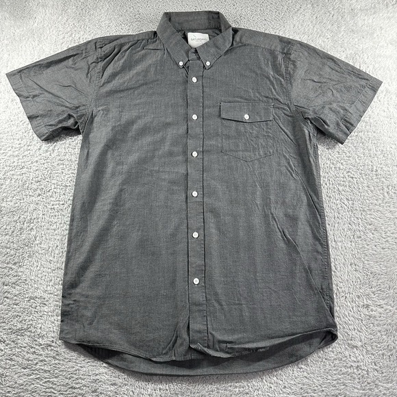 Saturdays Surf NYC Shirt Mens Large‎ Gray Short Sleeve Button Up Dress Casual - Picture 1 of 10
